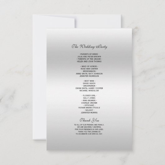 Classy Floral Gem, Zilver ingelijst Huwelijksprogr (Achterkant)