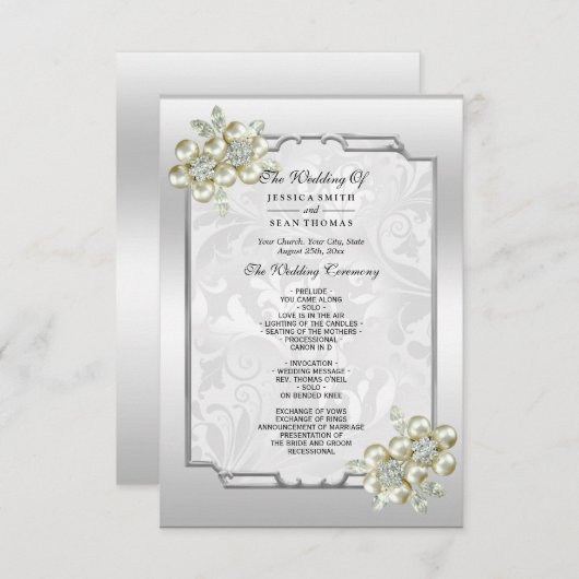 Classy Floral Gem, Zilver ingelijst Huwelijksprogr (Voorkant / Achterkant)