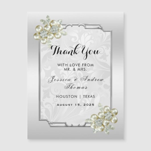 Classy Floral Gem, Zilveren ingelijst bruiloft dan (Voorkant)