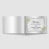 Classy Floral Gem, Zilveren ingelijste bruiloft Gastenboek (Volledig)