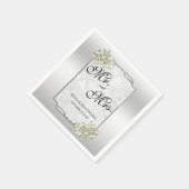 Classy Floral Gem, Zilveren ingelijste bruiloft Servet (Hoek)