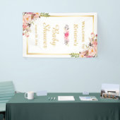 Classy Floral Gold Lijst Baby shower Verticaal Spandoek (Beurs)