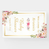 Classy Floral Gold Lijst Baby shower Verticaal Spandoek (Horizontaal)