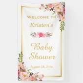 Classy Floral Gold Lijst Baby shower Verticaal Spandoek (Verticaal)