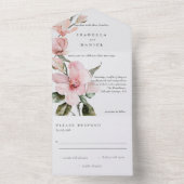 Classy Floral Magnolia Waterverf Wedding All In One Uitnodiging (Binnen)