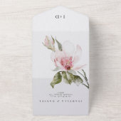 Classy Floral Magnolia Waterverf Wedding All In One Uitnodiging (Buitenkant)