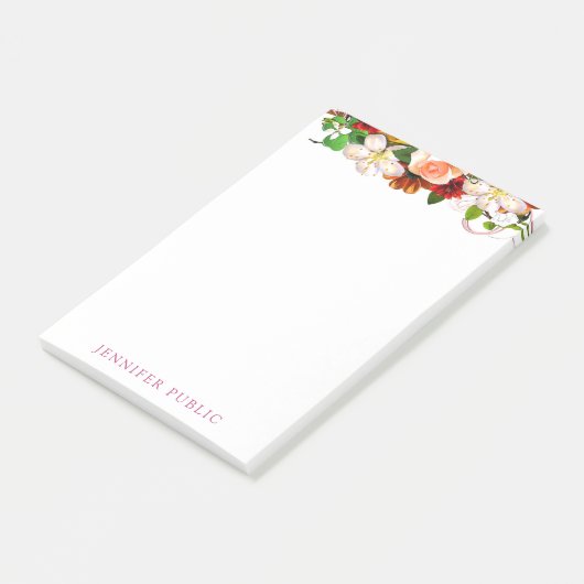 Classy Floral Modern Sjabloon Waterverf Flowers Post-it® Notes (Schuin)