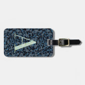 Classy Floral Monogrammed Letter A blauw Bagagelabel (Voorkant horizontaal)