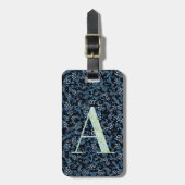 Classy Floral Monogrammed Letter A blauw Bagagelabel (Voorkant verticaal)