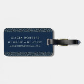 Classy Floral Monogrammed Letter A blauw Bagagelabel (Achterkant horizontaal)