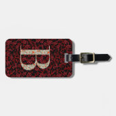 Classy Floral Monogrammed Letter B donkerrood Bagagelabel (Voorkant horizontaal)