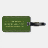 Classy Floral Monogrammed Letter C groen geel Bagagelabel (Achterkant horizontaal)