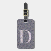 Classy Floral Monogrammed Letter D donker paarse Bagagelabel (Voorkant verticaal)