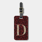 Classy Floral Monogrammed Letter D donkerrood Bagagelabel (Voorkant verticaal)