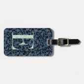 Classy Floral Monogrammed Letter E blauw Bagagelabel (Voorkant horizontaal)