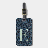 Classy Floral Monogrammed Letter E blauw Bagagelabel (Voorkant verticaal)