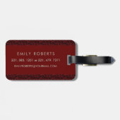 Classy Floral Monogrammed Letter E donkerrood Bagagelabel (Achterkant horizontaal)