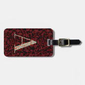 Classy Floral Monogrammed Letter Een donkerrood Bagagelabel (Voorkant horizontaal)