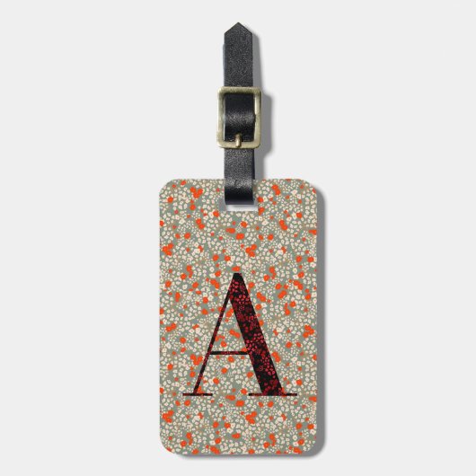 Classy Floral Monogrammed Letter Een groen rood Bagagelabel (Voorkant verticaal)