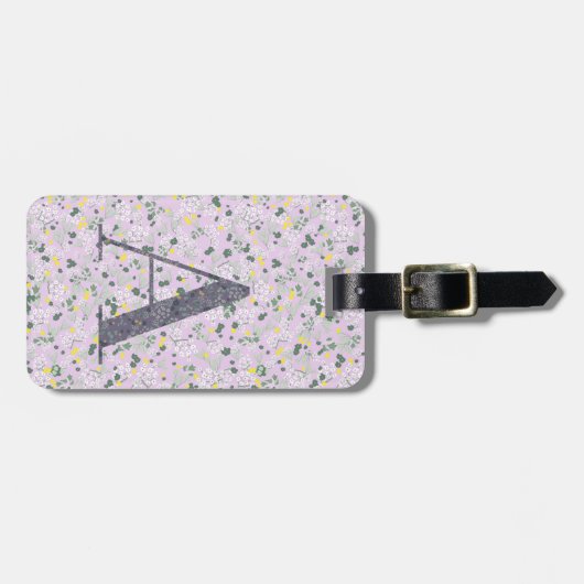 Classy Floral Monogrammed Letter Een Licht paarse Bagagelabel (Voorkant horizontaal)