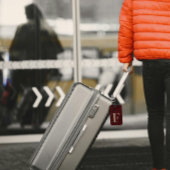 Classy Floral Monogrammed Letter F donkerrood Bagagelabel