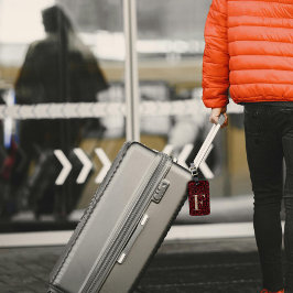 Classy Floral Monogrammed Letter F donkerrood Bagagelabel