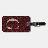 Classy Floral Monogrammed Letter G donkerrood Bagagelabel (Voorkant horizontaal)