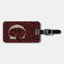 Classy Floral Monogrammed Letter G donkerrood Bagagelabel