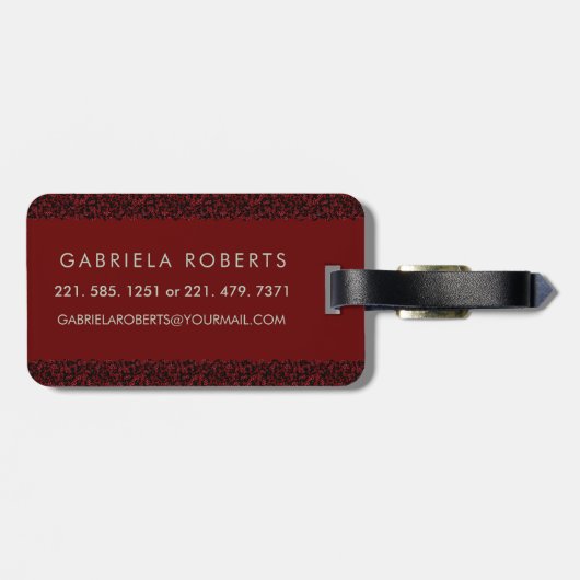 Classy Floral Monogrammed Letter G donkerrood Bagagelabel (Achterkant horizontaal)