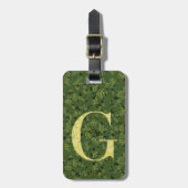Classy Floral Monogrammed Letter G groen geel Bagagelabel (Voorkant verticaal)