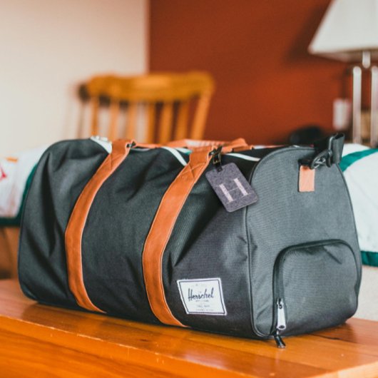 Classy Floral Monogrammed Letter H donker paarse Bagagelabel