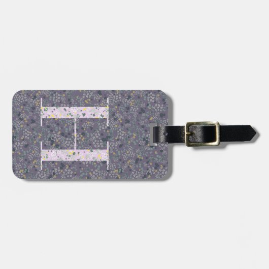 Classy Floral Monogrammed Letter H donker paarse Bagagelabel (Voorkant horizontaal)