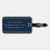 Classy Floral Monogrammed Letter I blauw Bagagelabel (Achterkant horizontaal)