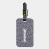 Classy Floral Monogrammed Letter I donker paarse Bagagelabel (Voorkant verticaal)