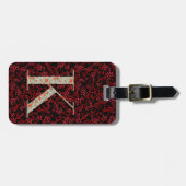 Classy Floral Monogrammed Letter K donkerrood Bagagelabel (Voorkant horizontaal)