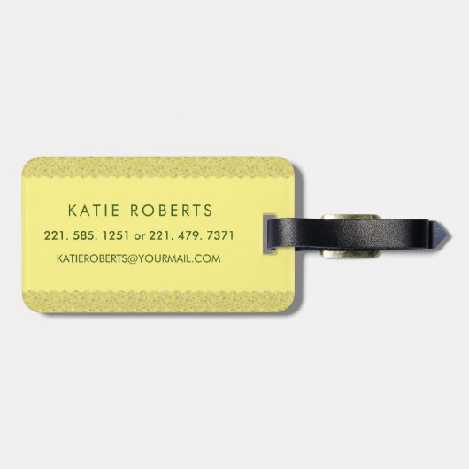Classy Floral Monogrammed Letter K geel groen Bagagelabel (Achterkant horizontaal)