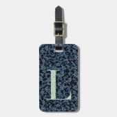 Classy Floral Monogrammed Letter L blauw Bagagelabel (Voorkant verticaal)
