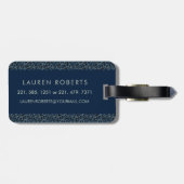 Classy Floral Monogrammed Letter L blauw Bagagelabel (Achterkant horizontaal)