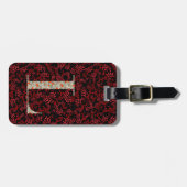 Classy Floral Monogrammed Letter L donkerrood Bagagelabel (Voorkant horizontaal)