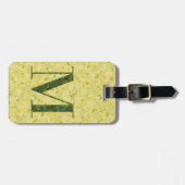 Classy Floral Monogrammed Letter M geel groen Bagagelabel (Voorkant horizontaal)