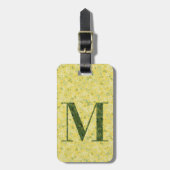 Classy Floral Monogrammed Letter M geel groen Bagagelabel (Voorkant verticaal)