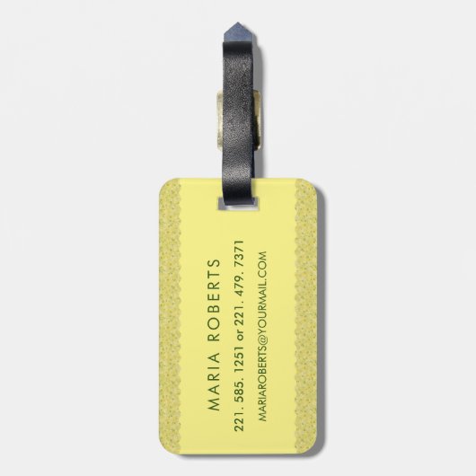 Classy Floral Monogrammed Letter M geel groen Bagagelabel (Achterkant verticaal)