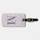 Classy Floral Monogrammed Letter M licht paarse Bagagelabel (Voorkant horizontaal)