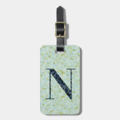 Classy Floral Monogrammed Letter N acqua Bagagelabel (Voorkant verticaal)
