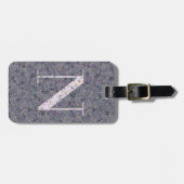 Classy Floral Monogrammed Letter N donker paarse Bagagelabel (Voorkant horizontaal)