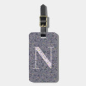 Classy Floral Monogrammed Letter N donker paarse Bagagelabel (Voorkant verticaal)