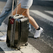 Classy Floral Monogrammed Letter N donkerrood Bagagelabel