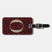 Classy Floral Monogrammed Letter O donkerrood Bagagelabel (Voorkant horizontaal)