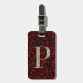 Classy Floral Monogrammed Letter P donkerrood Bagagelabel (Voorkant verticaal)