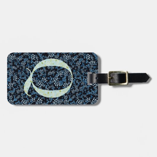 Classy Floral Monogrammed Letter Q blauw Bagagelabel (Voorkant horizontaal)
